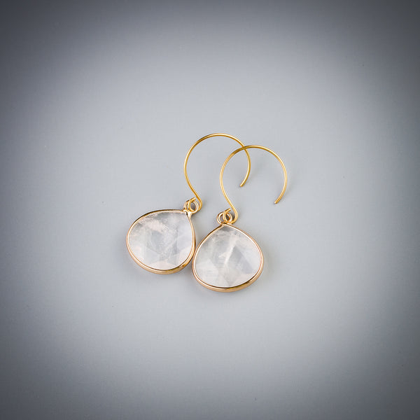 Fashion drop earrings with clear quartz crystals