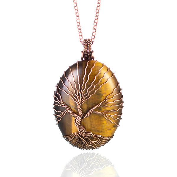 Matching tiger eye tree of life necklaces for friends