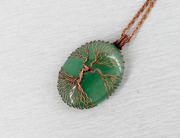 Green aventurine tree of life necklace