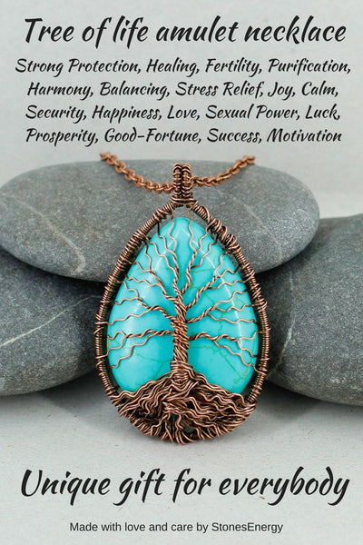 Handmade tree of life copper necklace